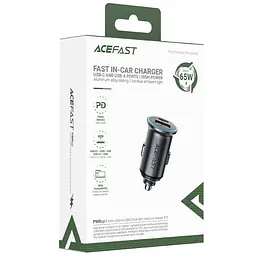 АЗП Acefast B15 PD20W+QC3.0 total 65W 1USB-A/1C Gray - мініатюра 2