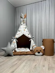 Вігвам Ведмежата на кулях 13 з матрасиком БОНБОН та кошиком для іграшок Повний комплект 0762