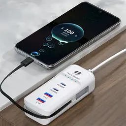 Швидкий зарядний пристрій 66 Вт, 2 USB-порти та 2 PD-порти, Type-C / Компактна, багатофункціональна, потужна зарядна станція - мініатюра 2