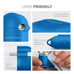 Силіконовий чохол для навушників Apple AirPods Pro, Hang Case, синій, ультратонкий захисний кейс товщиною 2 мм, захист від подряпин, пилу та ударів, компактний, з карабіном для кріплення, ArmorStandart (ARM56073) - мініатюра 5