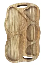 Менажниця дубова дерев'яна на 5 відділень з ручками 50x30 см - мініатюра 9
