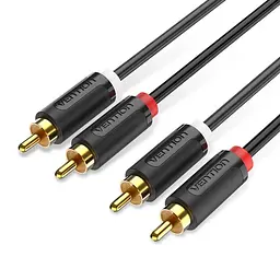Кабель Audio 2RCA-2RCA Vention F/F 26К gold-plated 29 AWG 0.25m PVC Shell Black (BCMBD)