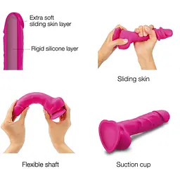 Реалістичний фалоімітатор Strap-On-Me Sliding Skin Realistic Dildo Fuchsia - M - мініатюра 3