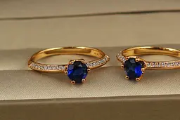 Кільце Xuping Jewelry акорд із синім каменем 5 мм р 17 золотисте - мініатюра 2