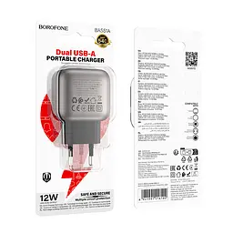 Мережевий зарядний пристрій Borofone BAS51A Absolute dual-port charger чорний - мініатюра 2
