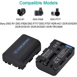 Запасна батарея Newmowa NP-FM50 (2 шт.) та портативний зарядний пристрій USB для Sony NP-FM50 DSC-R1 DSC-F828 DSC-F717 DSC-F707 - мініатюра 5