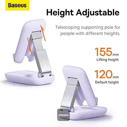 Підставка для гаджетів Baseus Seashell Series Folding Phone Stand (with Xiaomirror) B10551501511-00 Purple - мініатюра 6