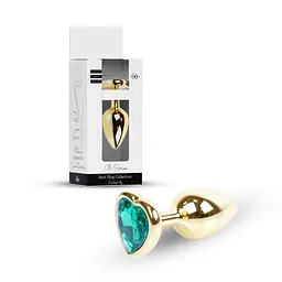 Анальна пробка - Jewellery Gold Heart PLUG- Green - мініатюра 1