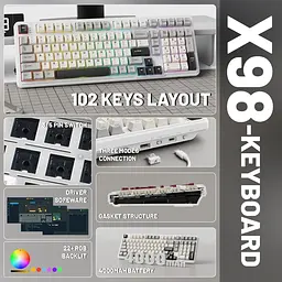 Клавіатура Attack Shark X98 RGB Linear Strawberry Switch White (AS-6972792470603-CW-UA) [166779] - мініатюра 3