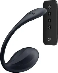 Смарт-віброяйце Satisfyer Ribbed Petal Connect App Black, керування зі смартфона, пульт ДК - мініатюра 2