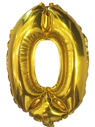 Фольгована куля, 0, золотий, цифра, 100 см, 1 штука, для оформлення свята