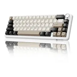 Клавіатура бездротова Attack Shark X66, White Cheese, Bluetooth 5.0 / 2.4GHz USB / Type-C, механічна (перемикачі Linear Strawberry), RGB підсвічування, 66 кнопок, акумулятор 3000 mAh, EN/UA