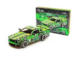 Дерев'яний 3D конструктор Muscle car GT, Puzzleоk (Puz-00640), 162 дет. (зелена)
