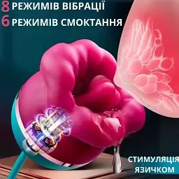 Вібратор та вакуумний стимулятор для клітора I’MCUM Dream Mouth з вібрацією, смоктанням та поштовхами Червоно-зелений (IM-KST234) - мініатюра 2