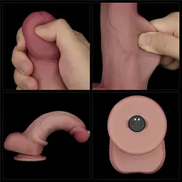 Реалістичний вібратор Vibrating Sliding Skin Pro II тілесний 20см - мініатюра 7