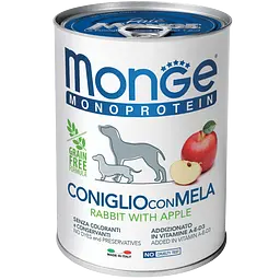 Вологий корм Monge Dog Fruit Monoprotein кролик з яблуками, 400 г (70014328)