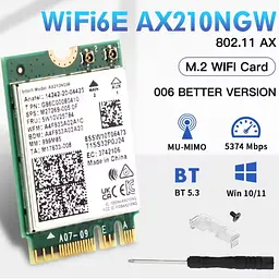 Мережева карта Intel Wi-Fi 6E AX210 NGW модуль тридіапазонний адаптер Bluetooth для ПД / Ноутбука (19125) - мініатюра 2