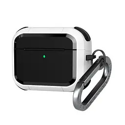 Чохол для навушників Apple AirPods Pro 3, білий, Panzer, протиударний захисний кейс з TPU та полікарбонату, посилені стінки, захист від подряпин, пилу та ударів, легкий та компактний, з карабіном для кріплення, ArmorStandart (ARM88290)