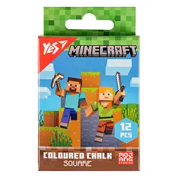 Крейда кольорова YES квадратна 12 шт 6 кол Minecraft 400483