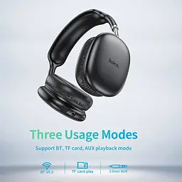 Бездротові навушники Hoco W35 Max, ANC, BT5.3, AUX, TF, 800mAh, 90h, black - мініатюра 8