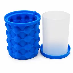 Силіконова форма відро для льоду з кришкою Ice Cube Maker Genie для охолодження напоїв Блакитний 88476 - мініатюра 2