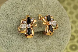 Сережки Xuping Jewelry франт з чорними і білими 1,4 см золотисті - мініатюра 2