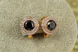 Сережки Xuping Jewelry велика мрія із чорним каменем 1,3 см золотисті