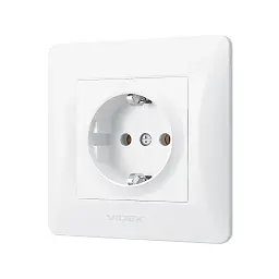Розетка Videx BINERA 1ая із заземленням (VF-BNSK1G-W) - мініатюра 2