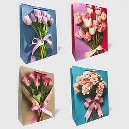 Подарунковий пакет картон Flowers 200 г 31 × 40 × 12 см В асортименті, 4 шт. в уп.