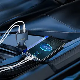 Автомобільний зарядний пристрій Remax RCC326 USB/Type-C QC PD 100W синьо-чорний - мініатюра 2