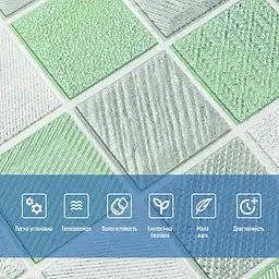 Панель стінова Sticker Wall 3D 700х700х4мм Мозаїка зелена SW-00002010 - мініатюра 4