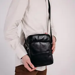 Сумка чоловіча шкіряна чорна Tiding Bag 168A - мініатюра 6