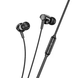 Дротові навушники Hoco M124 Wide universal earphones with microphone, 3.5mm, 1.2m, black - мініатюра 2