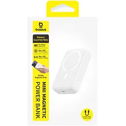 Портативний ЗП Power Bank Baseus EnerFill FM41 Mini Magnetic PD20W з БЗП 10000mAh (E0027T) Moon White - мініатюра 3
