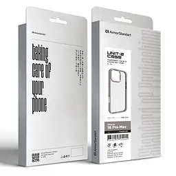 Чехол для Apple iPhone 16 Pro Max, UNIT2, серый, ударопрочный, прозрачный противоударный чехол-накладка из TPU и поликарбоната (PC), с защитными бортиками, защита всего корпуса от ударов и царапин, ArmorStandart (ARM78769) - мініатюра 2