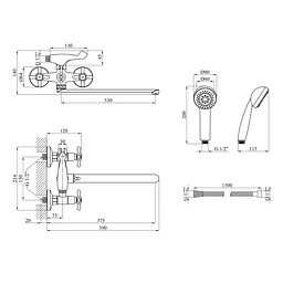 Змішувач для ванної Kroner KRP Royce - C072 CV029048 Хром - мініатюра 2