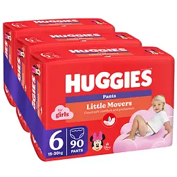 Підгузки-трусики для дівчаток Huggies Little Movers Pants 6 (15-25 кг) 90 шт. - мініатюра 3