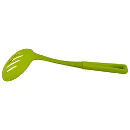 Шумівка кухарська пластикова перфорована з прорізами 34 см, Kitchen Master Салатовий 85686 - мініатюра 8