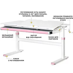 Дитячий стіл Evo-kids TH-360 Lite Pink (TH-360 WG/PN Lite)  - мініатюра 3