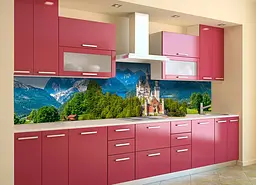 Кухонний фартух Замок в Альпах вінілова наклейка ПВХ гори Природа Синій 60х250 см Happy Pocket Z180720 - мініатюра 2