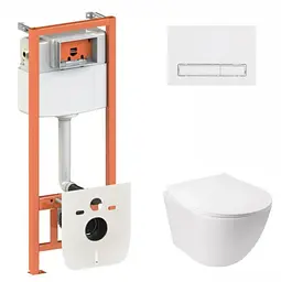Набір Qtap Nest 4 в 1 підвісний унітаз Jay Ultra Quiet 485x360x320 + комплект інсталяції QT07335177W45141 - мініатюра 1