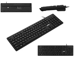 Клавіатура Acer OKW020 чорний, USB, кабель 1.5 м, 440 х 129 х 26.5 мм, кількість клавіш 104 (ZL.KBDEE.013)