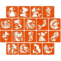 Набір трафаретів для біо-тату Fresh Tattoo Русалки mermaids-5x5-18, 18 трафаретів