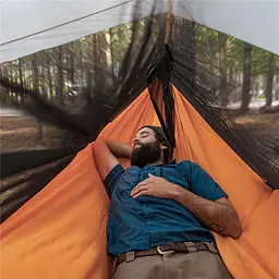Гамак одномісний з москітною сіткою та тентом Naturehike NH20ZP092 Shelter camping 75D (Помаранчевий) - мініатюра 4
