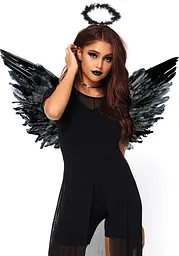 Крила чорного ангела Leg Avenue Angel Accessory Kit Black, крила, німб
