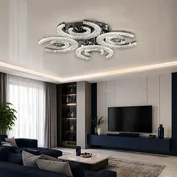 Світлодіодна люстра Splendid Ray L1655/4+4 LED (CH), білий, хром, 168 Вт, від 18-28 м²