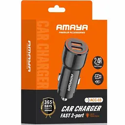 АЗП Amaya ACC-03 2.4A (2USB-A) Black - мініатюра 2