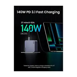 Зарядний пристрій Ugreen 4xUSB 160W (3xUSB-C + USB-A) Gan Nexode Pro X763 (25877) - мініатюра 7