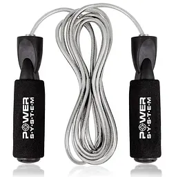 Скакалка швидкісна з підшипниками Power System PS-4004 Speed Jump Rope 2,8 м (PS-4004_Black-Steel)