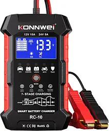 Автоматичний зарядний пристрій Konnwei RC-10 Імпульсний, функція ремонту Repair, десульфатор 12V 10А-24V 5A AGM, GEL, LiFePO4 (19508)